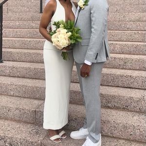 House of CB Ivory Plunge Maxi dress